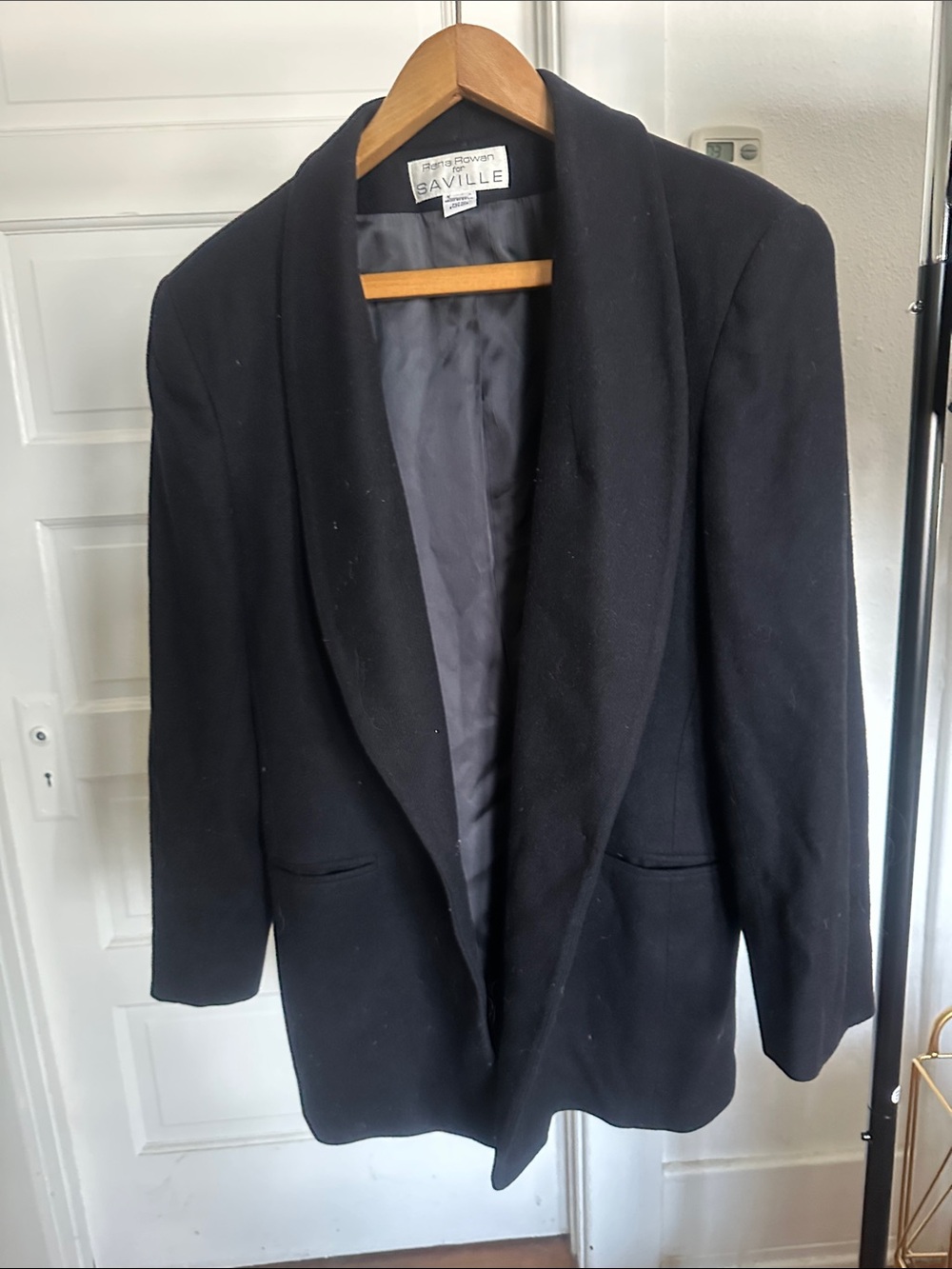 Rena Rowan Black Shawl-Collar Blazer 100% Wool